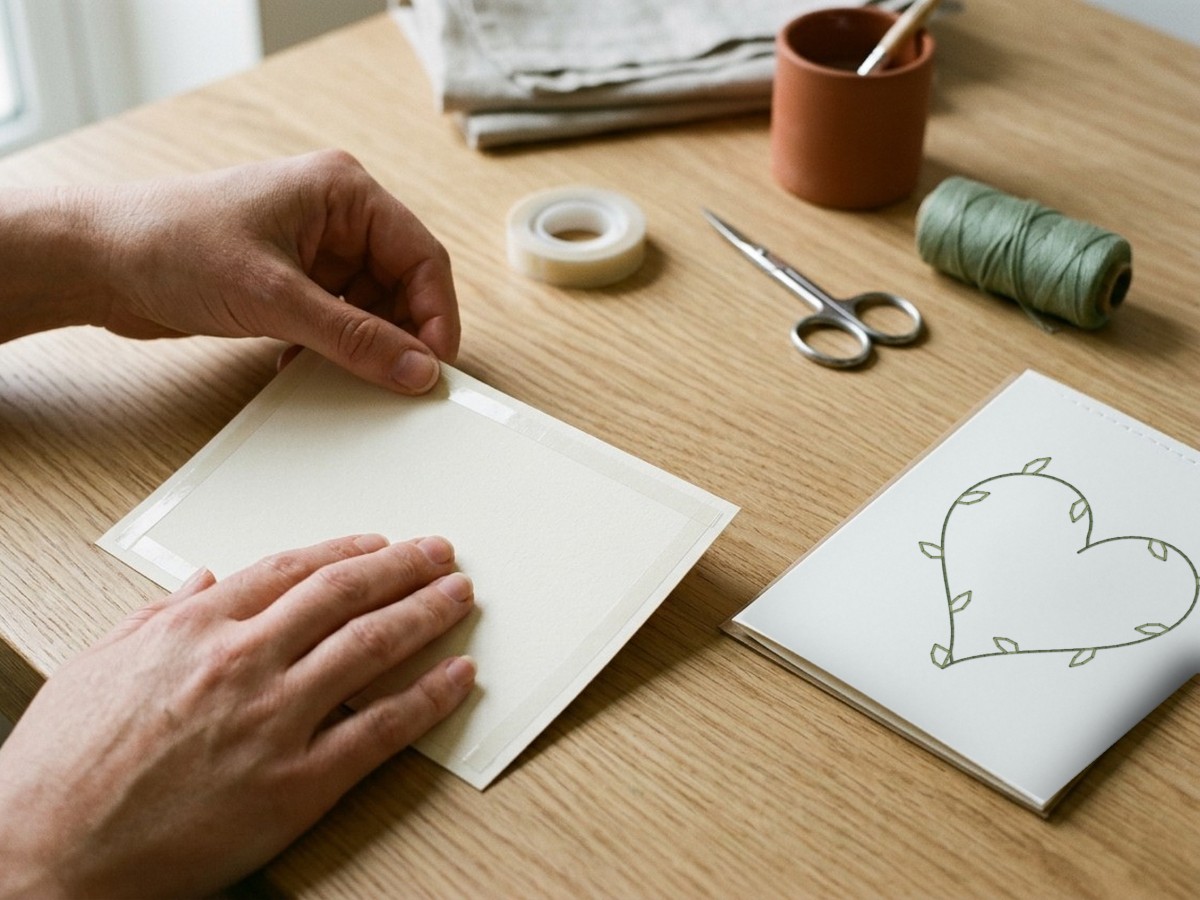 Finishing a stitched card